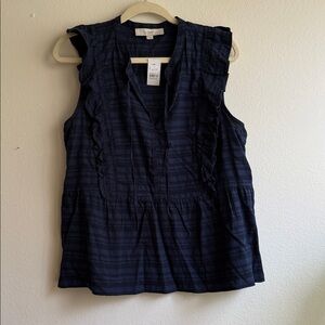 LOFT Navy Ruffle Trim Sleeveless Peplum Camisole
